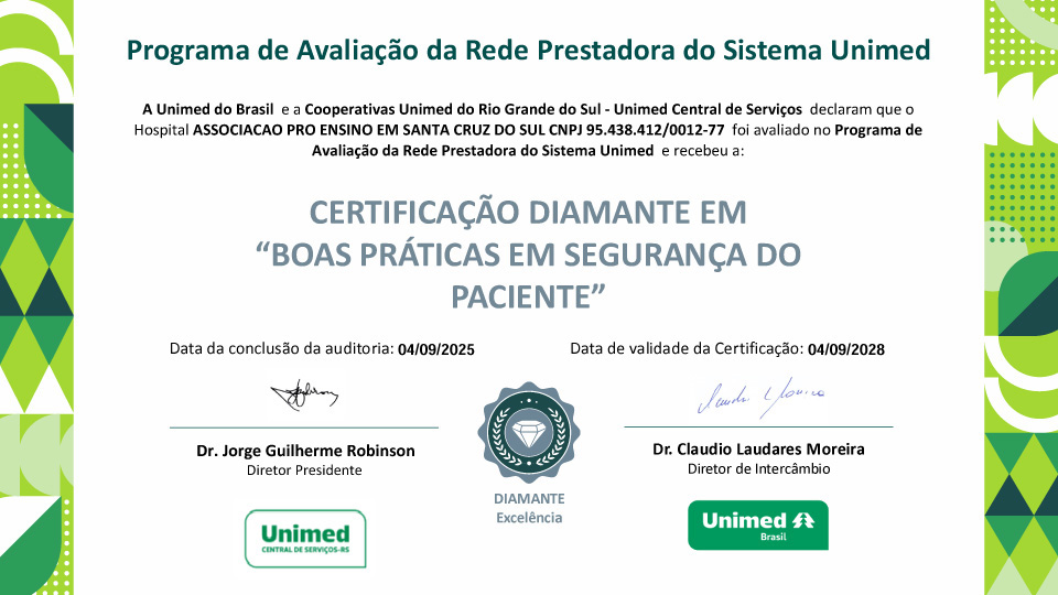 Certificado Unimed Brasil APESC